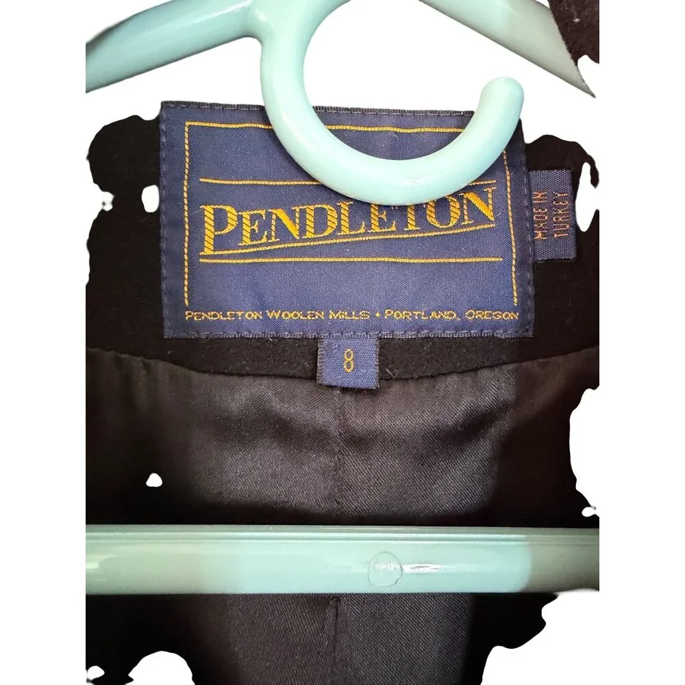 Pendleton Vintage Womens Size 8 Black Wool Cashmere Blend Pea Coat - Picture 3 of 9